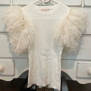 NWOT Ruffled Cream Shirt
